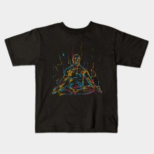 abstract colorful man meditates yoga Kids T-Shirt